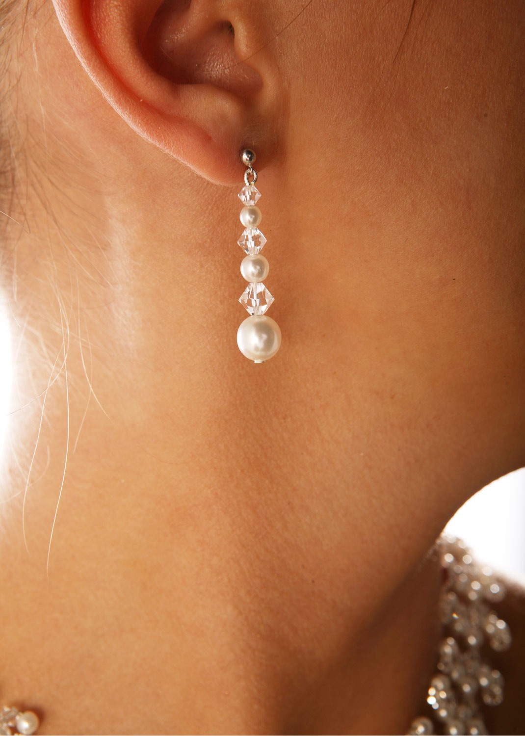 Chaud argent massif cristal étoile perle oreille Clous D'Oreilles Pour Femmes Mariage Bijoux 