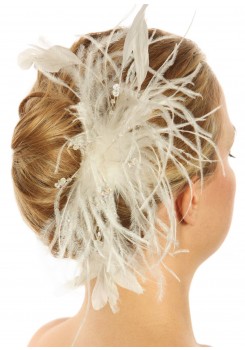 Bijoux cheveux mariage en plumes Etincelles